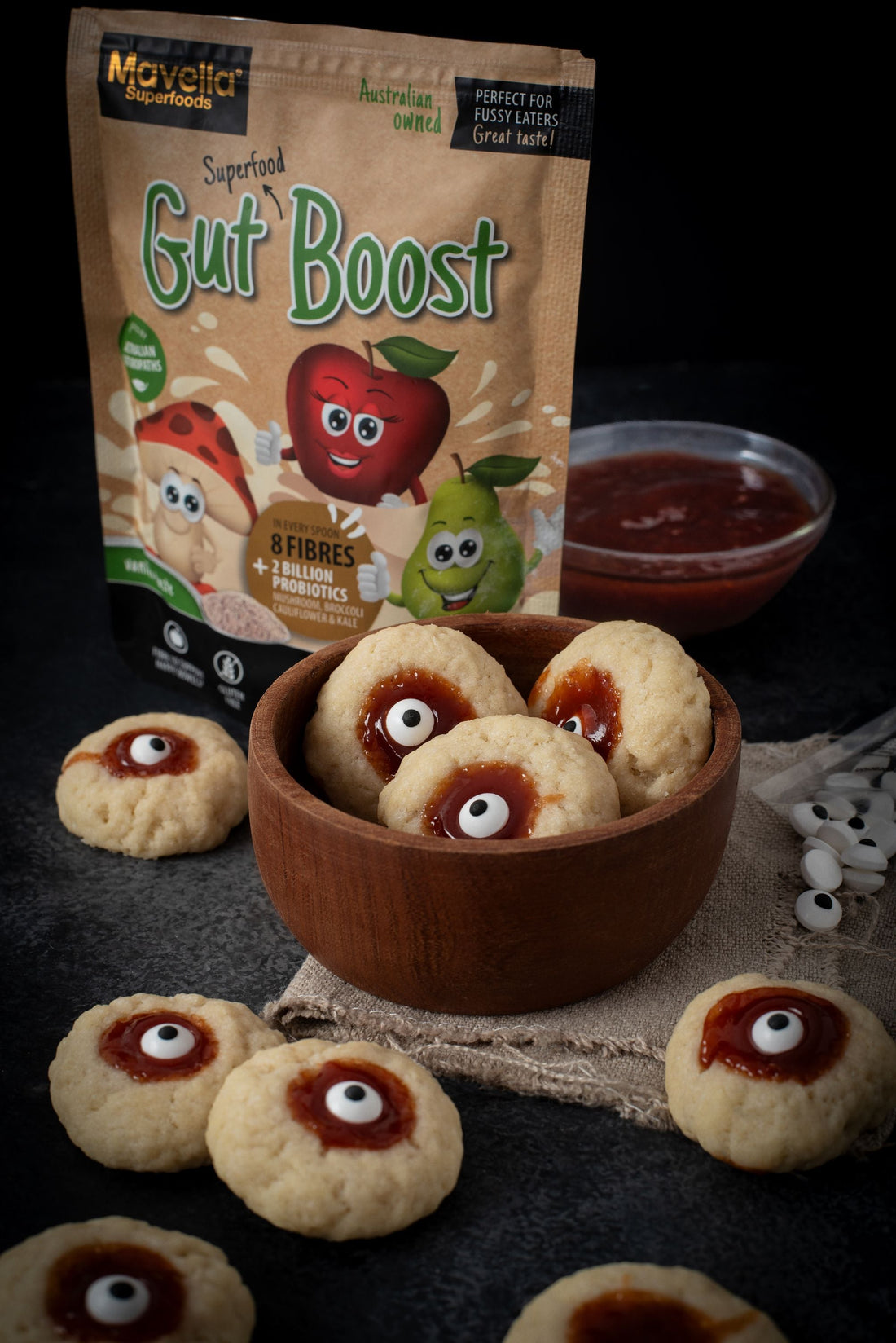 Bloody Eyeballs Thumbprint Cookies
