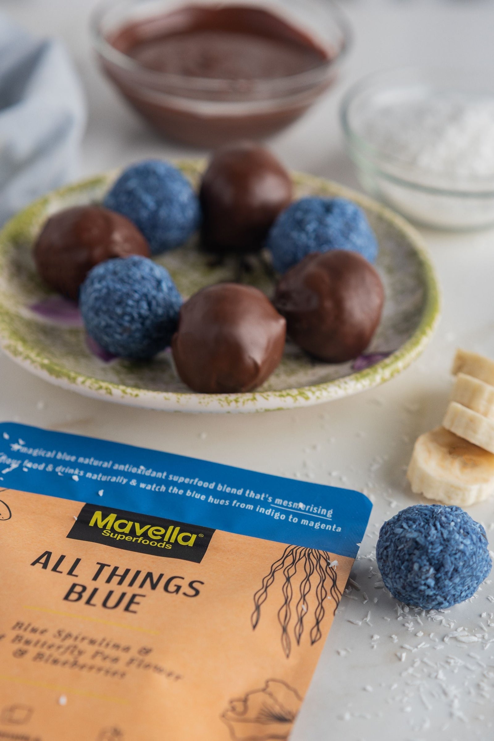 Blue Banana-Coconut Truffles