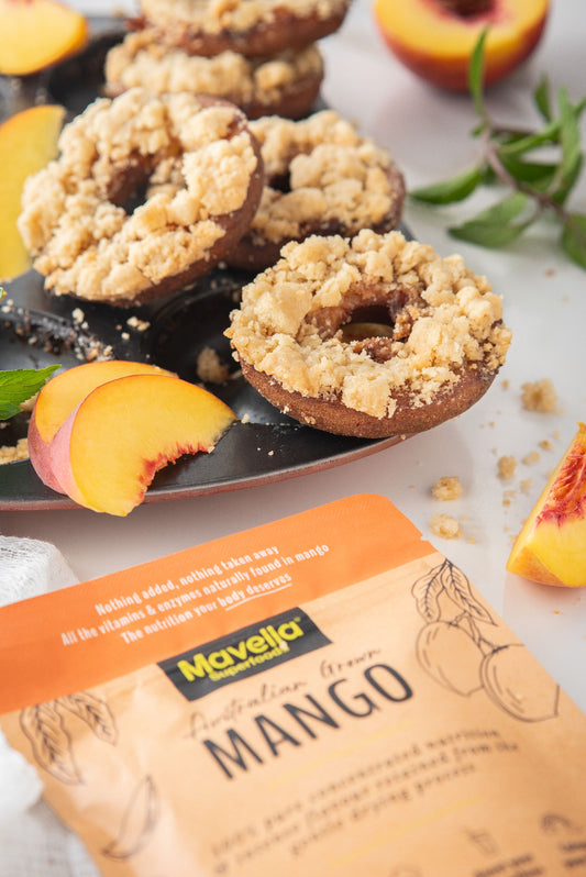 Mango-Peach Crumble Donuts