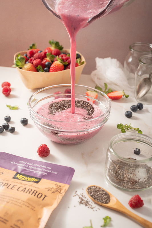 Purple Carrot & Berries Chia Pudding