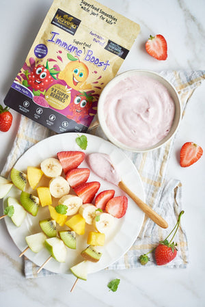 Rainbow Fruit pops &  Yoghurt Dip