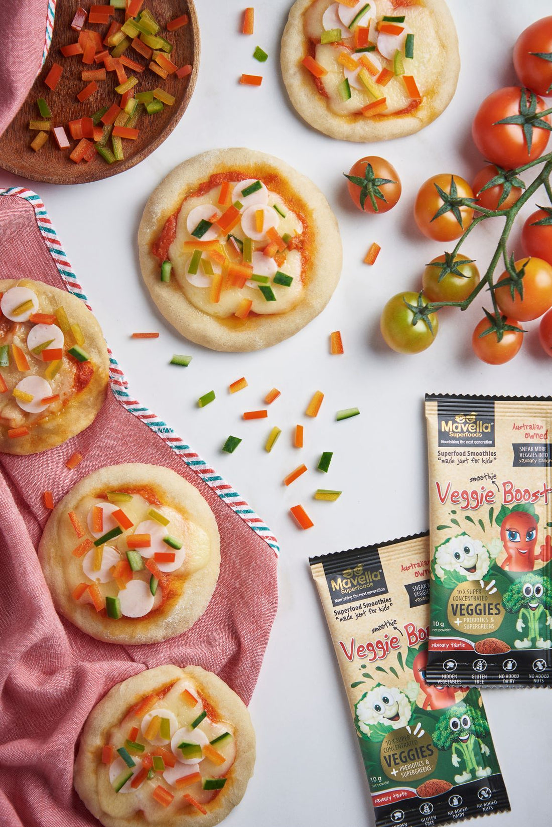 Mini Pizzas with Veggie Sprinkles