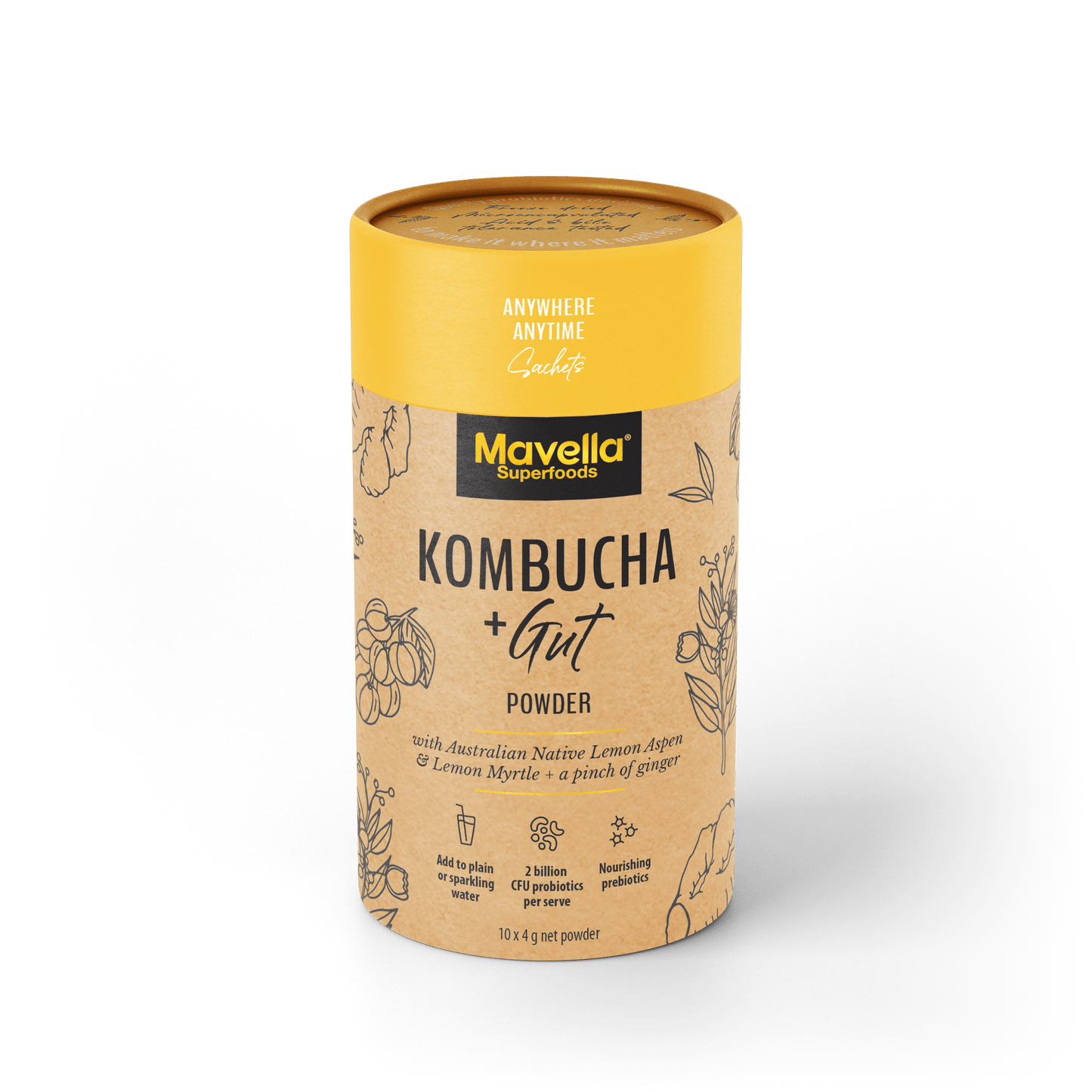 Kombucha Gut Powder Cannister Can - 10 x 4g