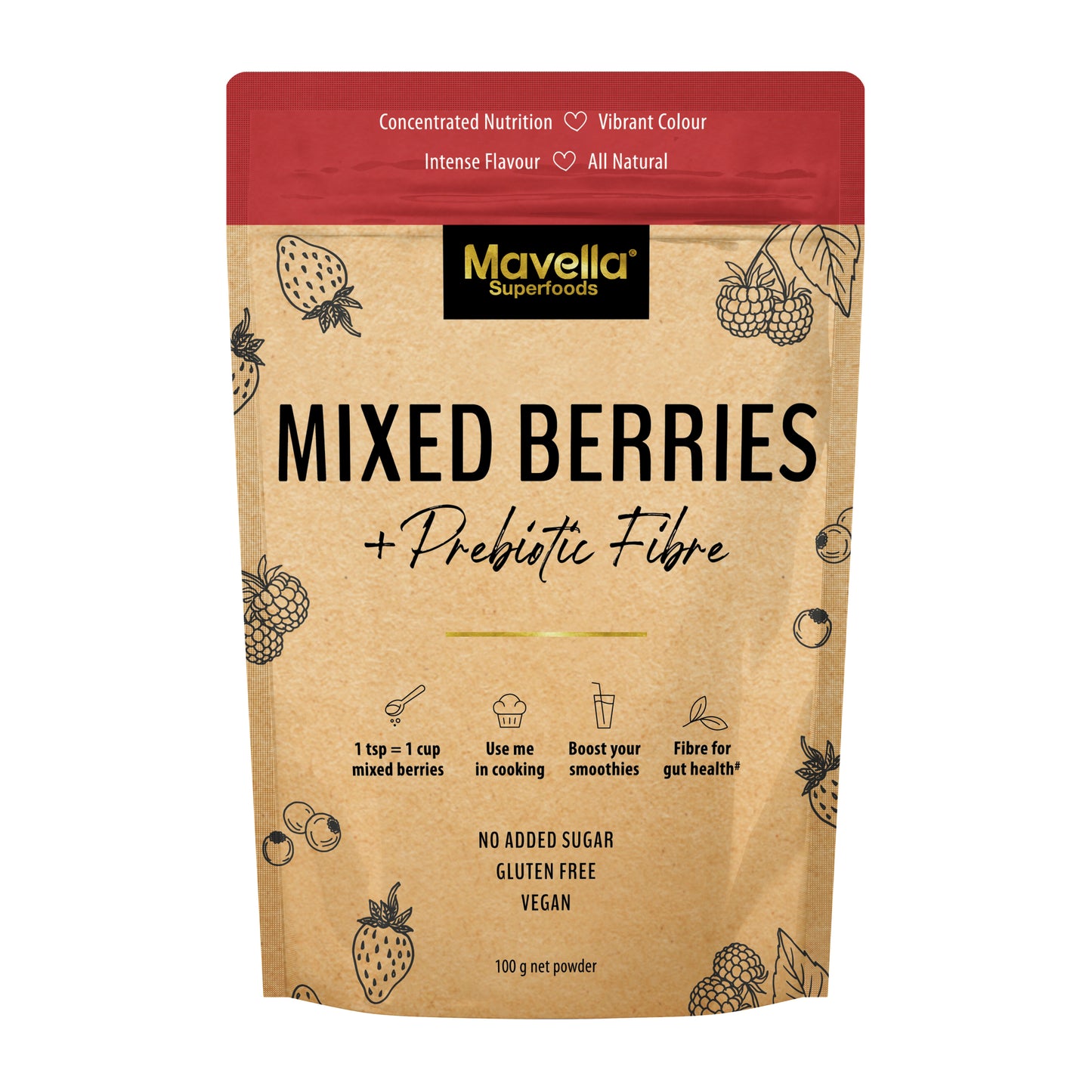 Mixed Berry Plus Prebiotic Fibre powder 100g
